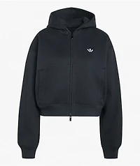adidas Originals Essentials Fleece Black Crop Zip Hoodie