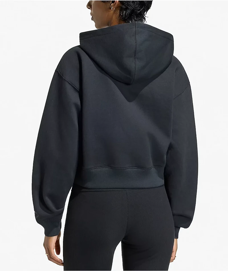 adidas Originals Essentials Fleece Black Crop Zip Hoodie