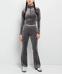 adidas Originals Essentials Purple Velour Zip Crop Track Jacket