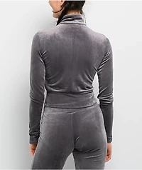 adidas Originals Essentials Purple Velour Zip Crop Track Jacket