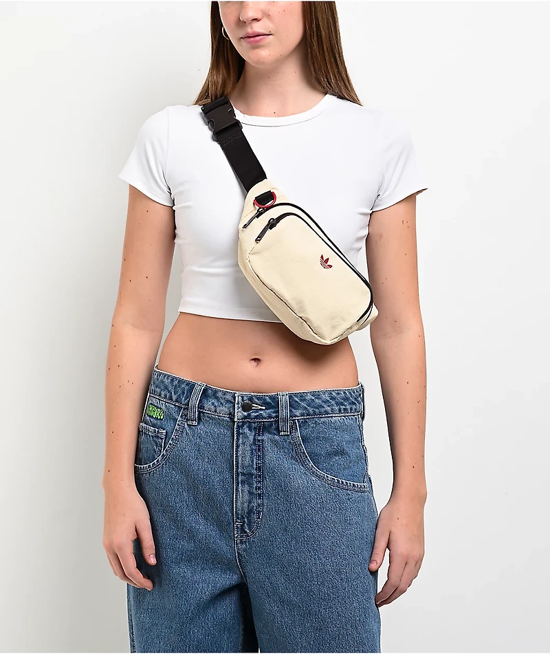 adidas Originals For All Warm Vanilla Yellow, Aurora Coffee Brown & Team Victory Red Fanny Pack