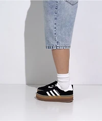 adidas Originals Gazelle Bold Core Black, Cloud White, & Gum Platform Shoes