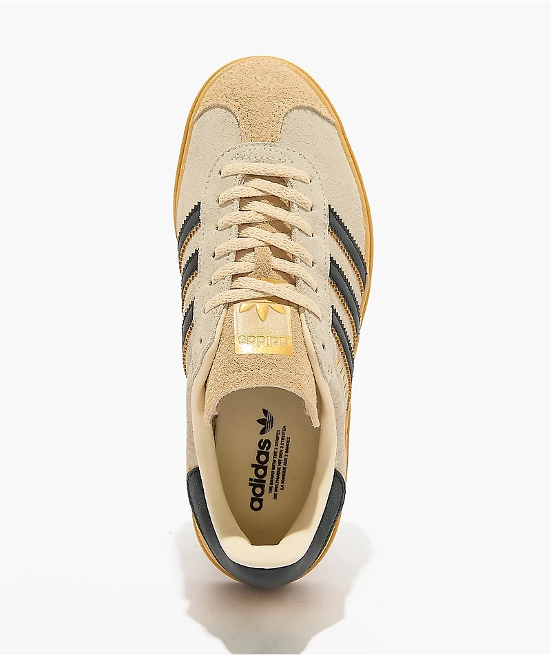 adidas Originals Gazelle Bold Cream White, Black & Sand Platform Shoes