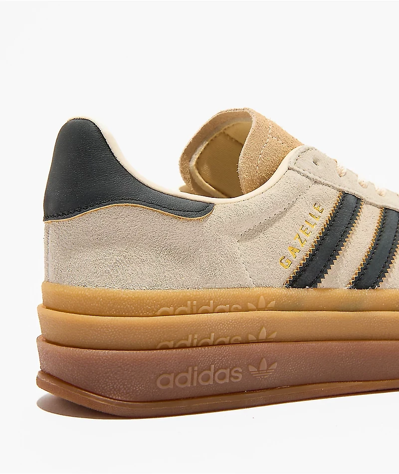 adidas Originals Gazelle Bold Cream White, Black & Sand Platform Shoes