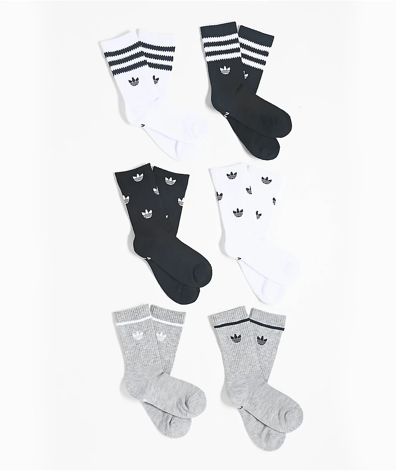 adidas Originals Kids Remix White, Black & Grey 6 Pack Crew Socks