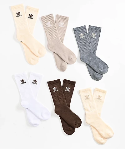 adidas Originals Kids Trefoil Natural 6 Pack Crew Socks