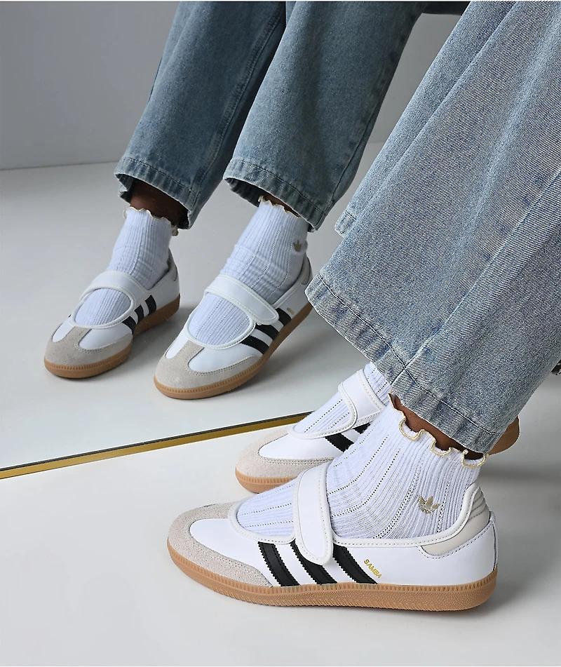 adidas Originals Metal Ruffle 3-Pack White Ankle Socks