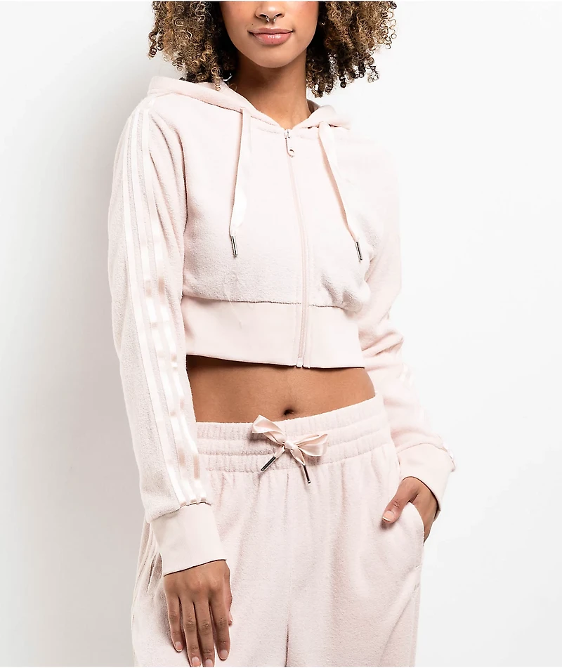 adidas Originals Plush Wonder Quartz Crop Zip Hoodie