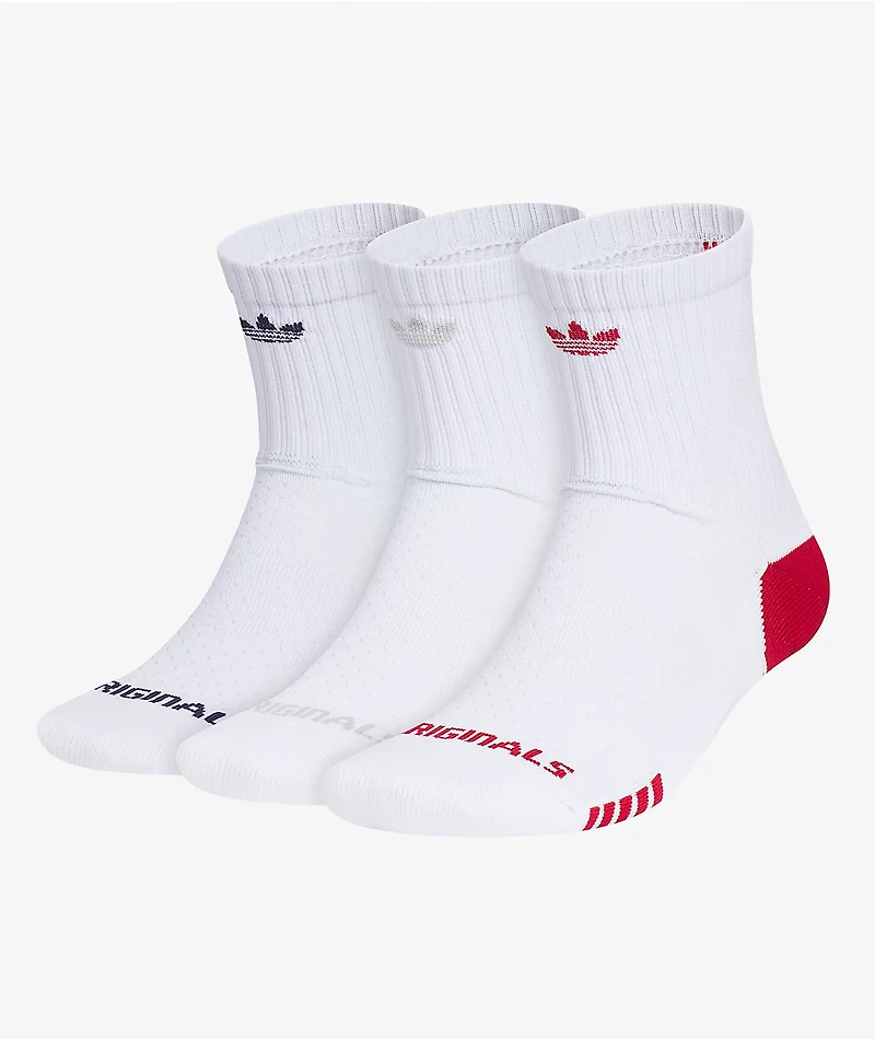adidas Originals Tech White 3 Pack High Quarter Crew Socks