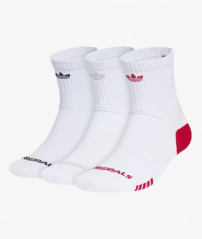 adidas Originals Tech White 3 Pack High Quarter Crew Socks