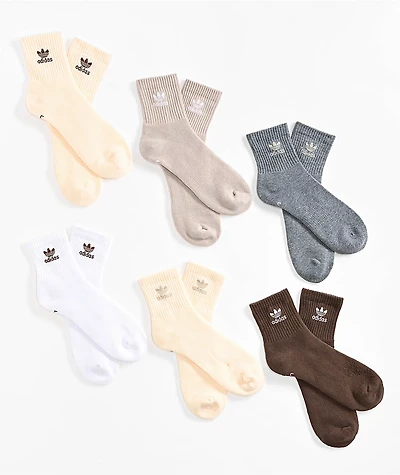 adidas Originals Trefoil 6 Pack Earth Tone Ankle Socks