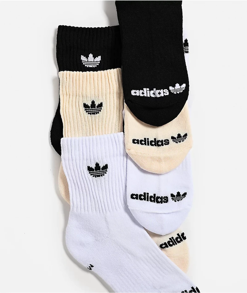 adidas Originals Trefoil Black, White & Beige 3 Pack High Quarter Crew Socks