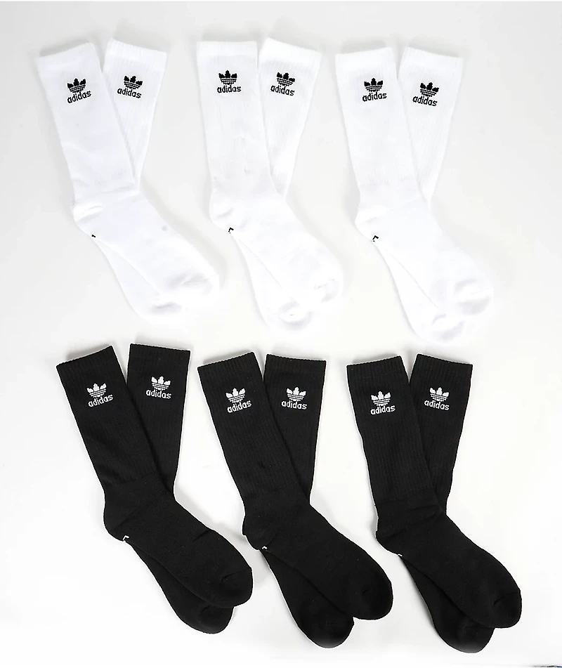 adidas Originals Trefoil Black & White 6 Pack Crew Socks