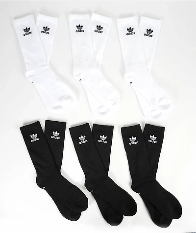 adidas Originals Trefoil Black & White 6 Pack Crew Socks
