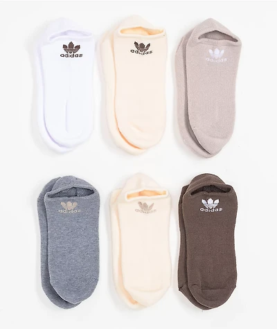 adidas Originals Trefoil Natural 6 Pack No Show Socks