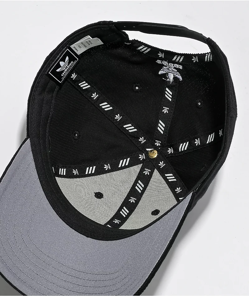 adidas Originals Trefoil Precurve Plus Black Corduroy Snapback Hat