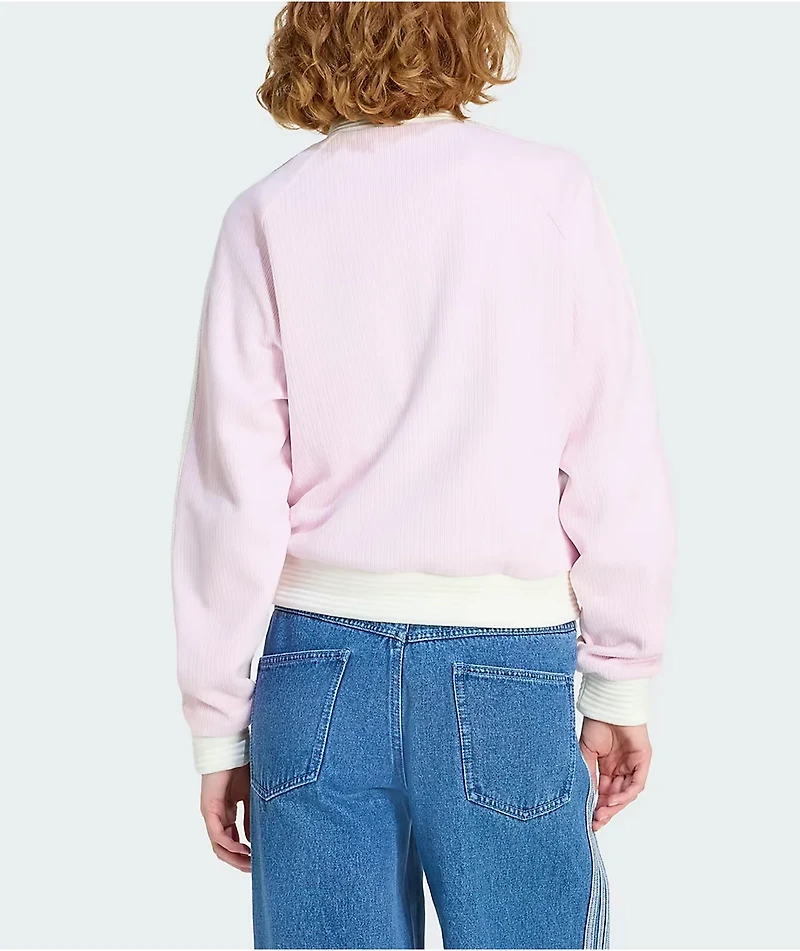 adidas Originals Velour Clear Pink Knit Track Jacket