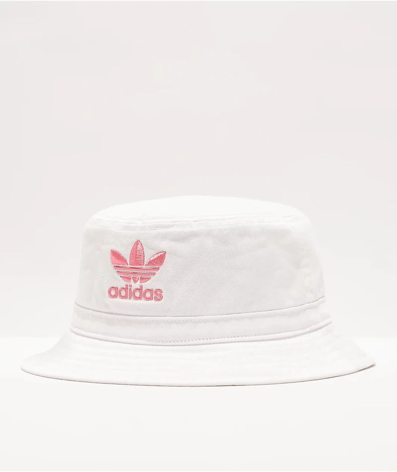 adidas Originals Washed White & Pink Bucket Hat