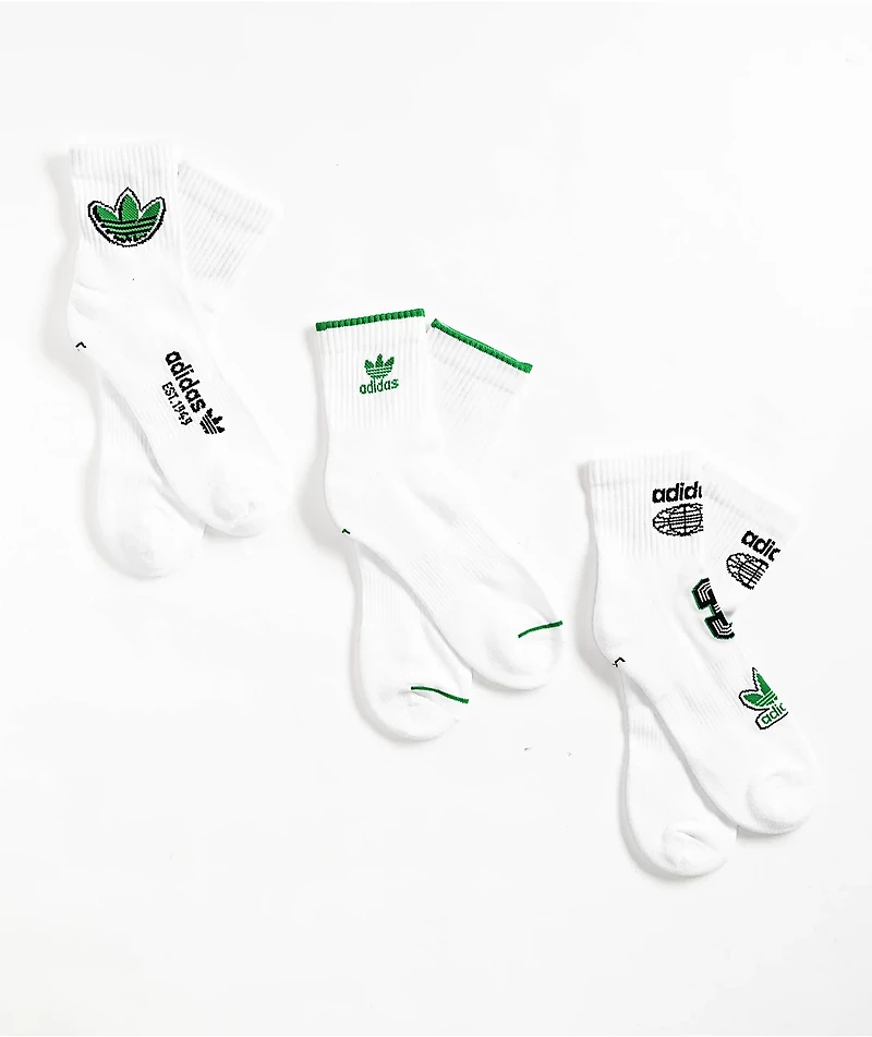 adidas Originals Worldwide White 3 Pack Quarter Socks
