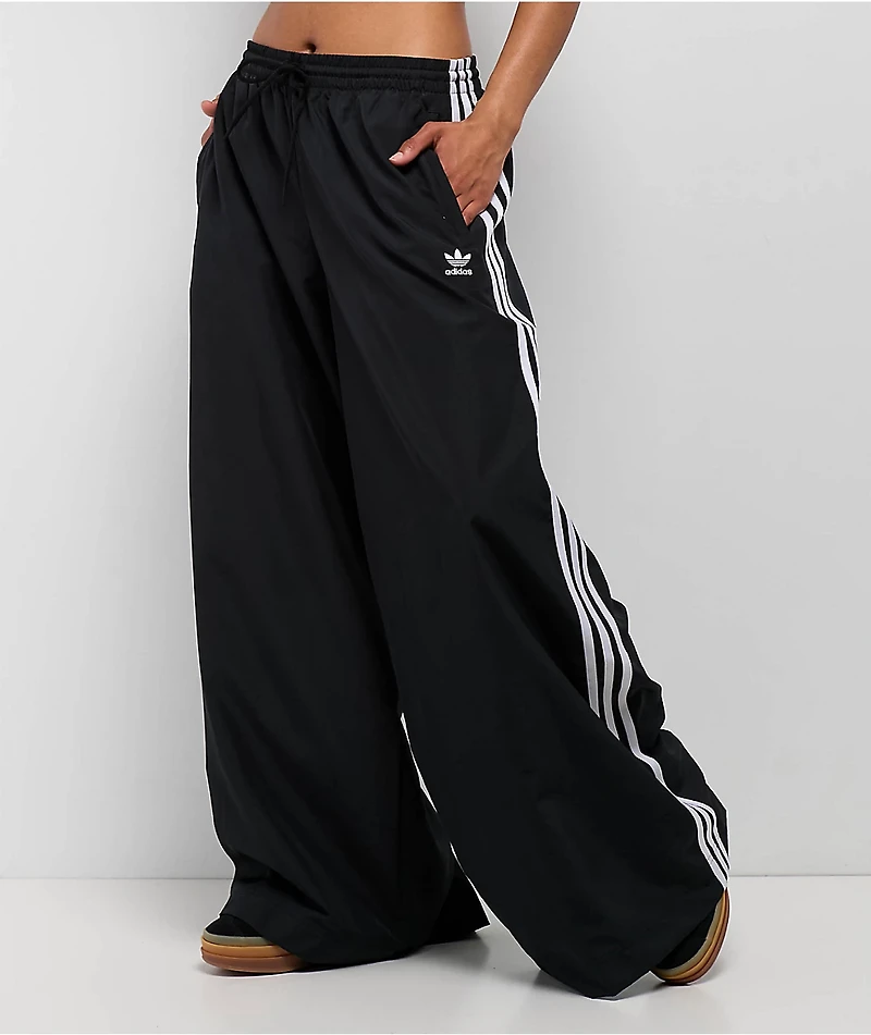 adidas Oversized Black Wide Leg Track Pants