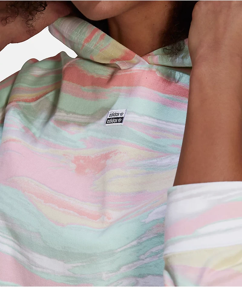 adidas Pastel Marble Crop Hoodie