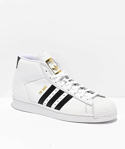 adidas Pro Model ADV White & Black High Top Skate Shoes
