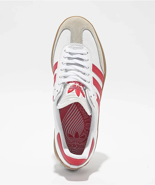 Adidas Puig Samba Cloud White, Better Scarlet, & Gum Skate Shoes | Arden  Fair