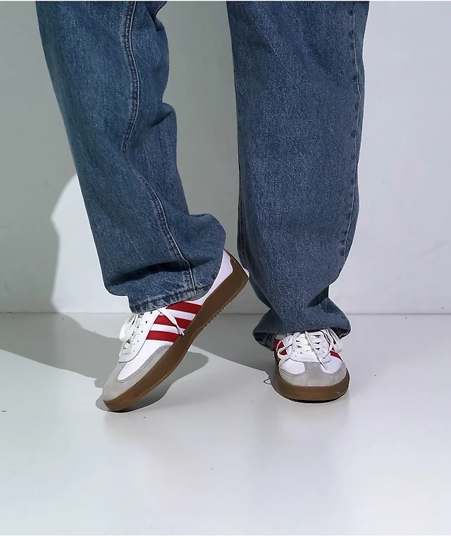 Adidas Puig Samba Cloud White, Better Scarlet, Gum Skate Shoes - Main Image