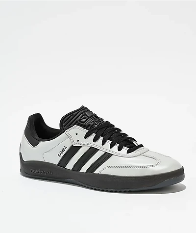 adidas Puig Samba Silver Metallic & Core Black Skate Shoes