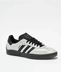 adidas Puig Samba Silver Metallic & Core Black Skate Shoes