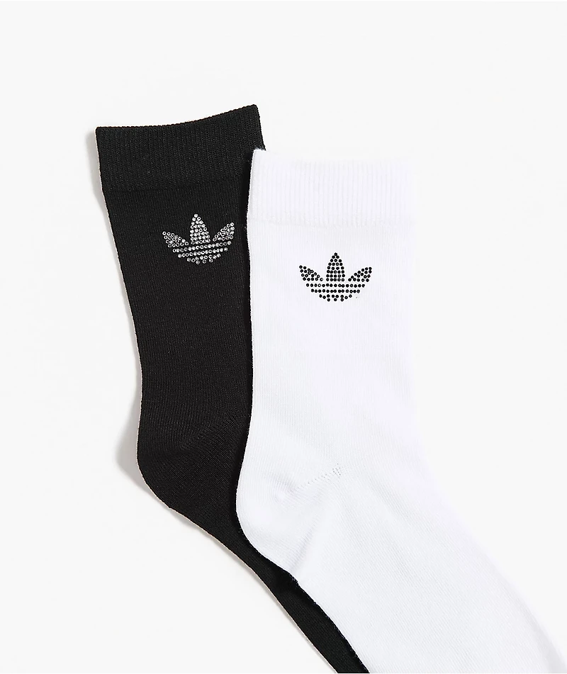 adidas Rhinestone 2 Pack Black & White Ankle Socks