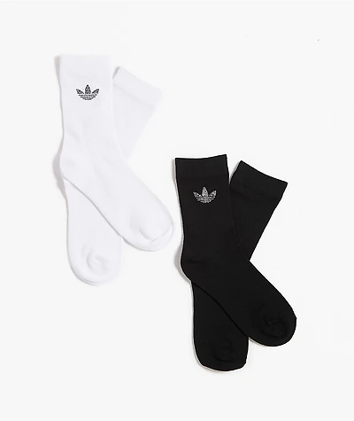 adidas Rhinestone 2 Pack Black & White Ankle Socks