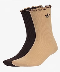 adidas Ruffle 2 Pack Magic Beige & Aurora Coffee Crew Socks