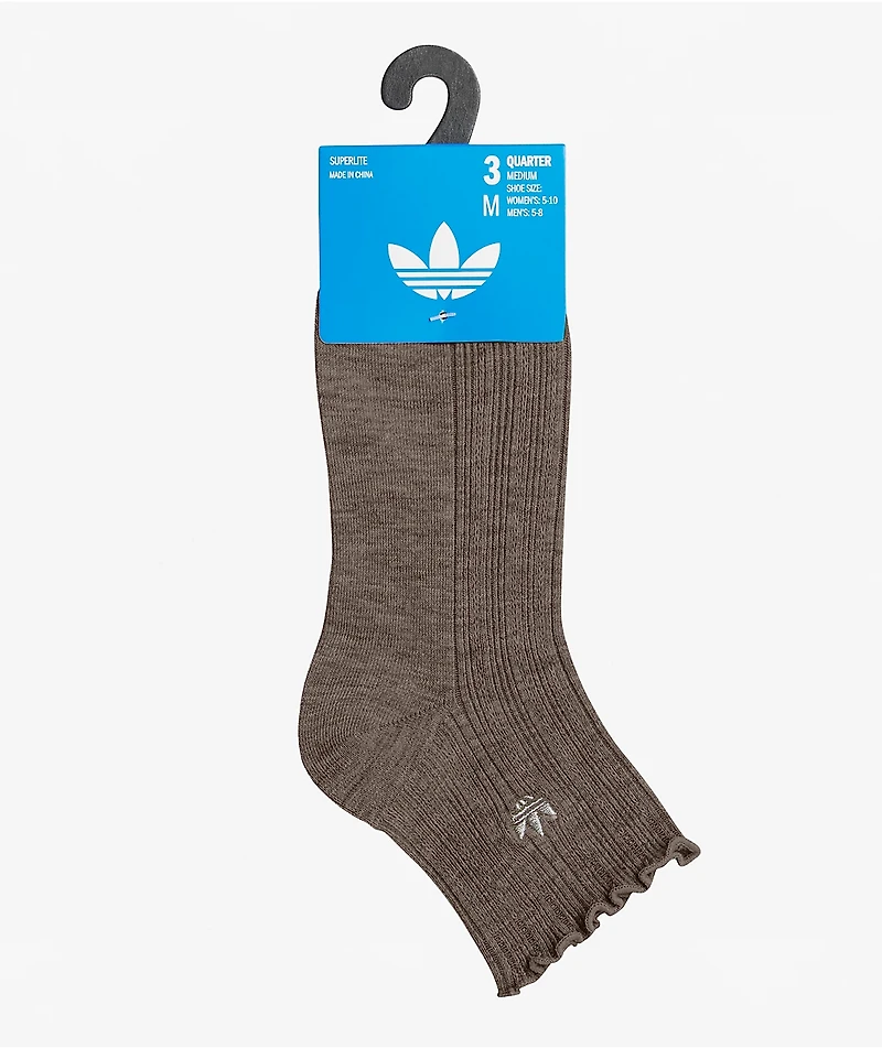 adidas Ruffle 3 Pack Brown, Cream & Grey Ankle Socks