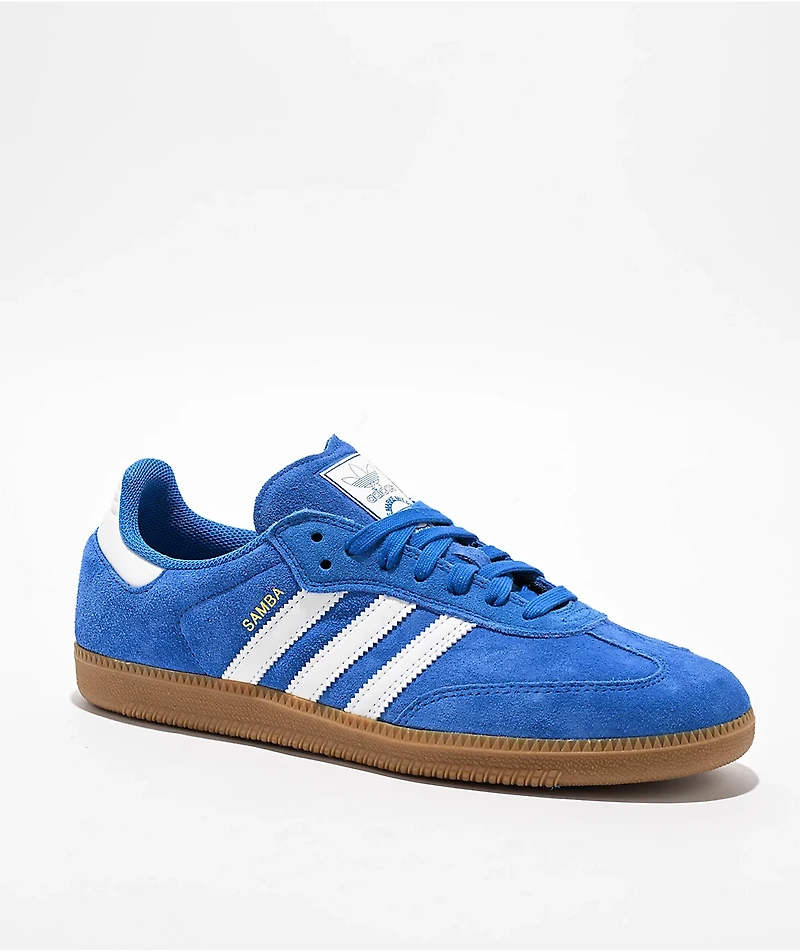 adidas Samba ADV Bluebird, White & Gum Skate Shoes