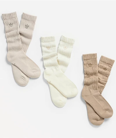 adidas Scrunch Natural 3 Pack Crew Socks