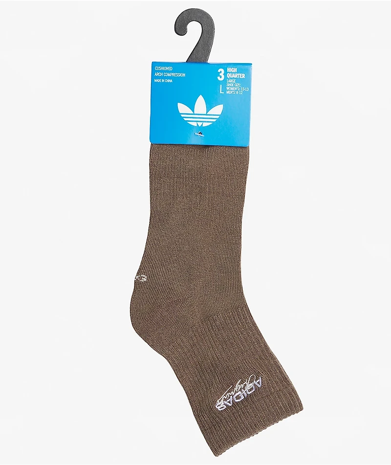 adidas Signature Brown, Khaki & Grey High Quarter Crew Socks