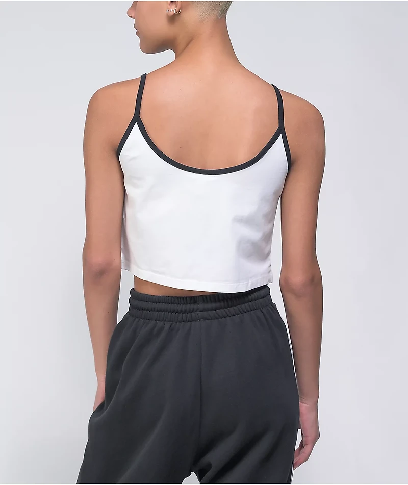 adidas Spaghetti Strap White & Black Crop Tank Top