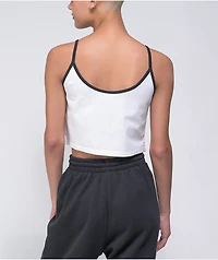 adidas Spaghetti Strap White & Black Crop Tank Top