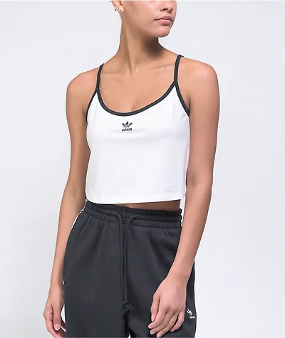 adidas Spaghetti Strap White & Black Crop Tank Top