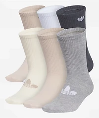 adidas Superlite 6 Pack Beige, Grey & White Crew Socks