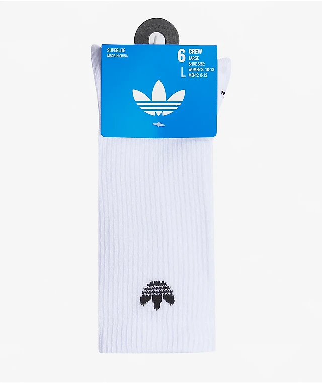 adidas Superlite 6 Pack White Crew Socks