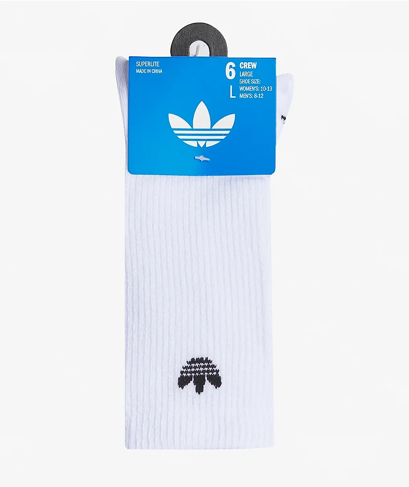 adidas Superlite 6 Pack White Crew Socks
