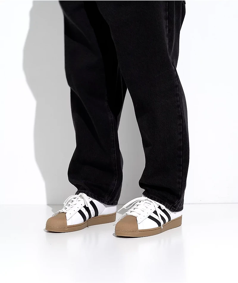 adidas Superstar ADV White, Black & Gum Skate Shoes