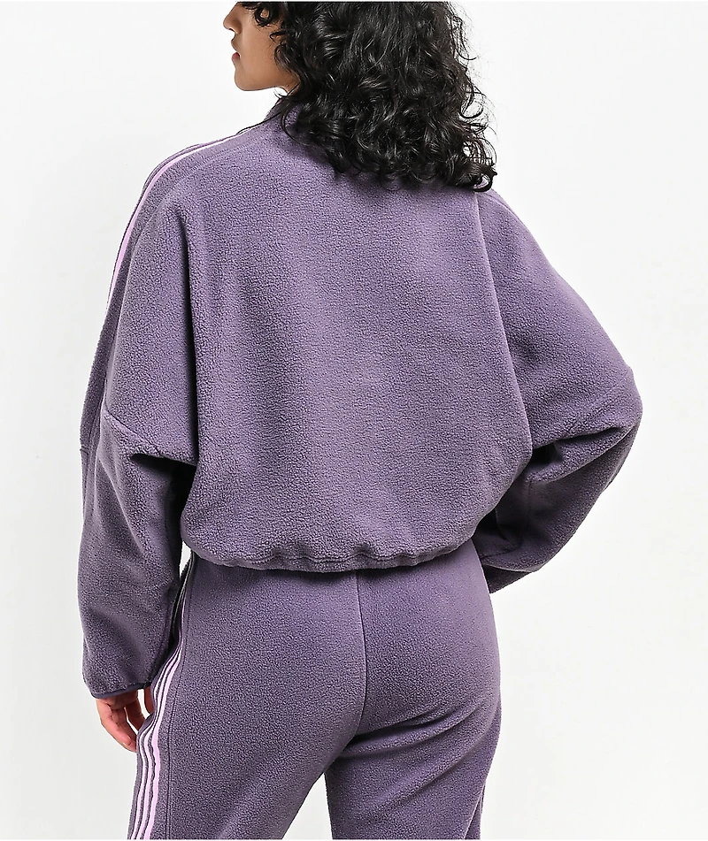 adidas Tiro Purple Half Zip Crop Fleece Sweatshirt