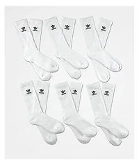 adidas Trefoil 6 Pack White Crew Socks