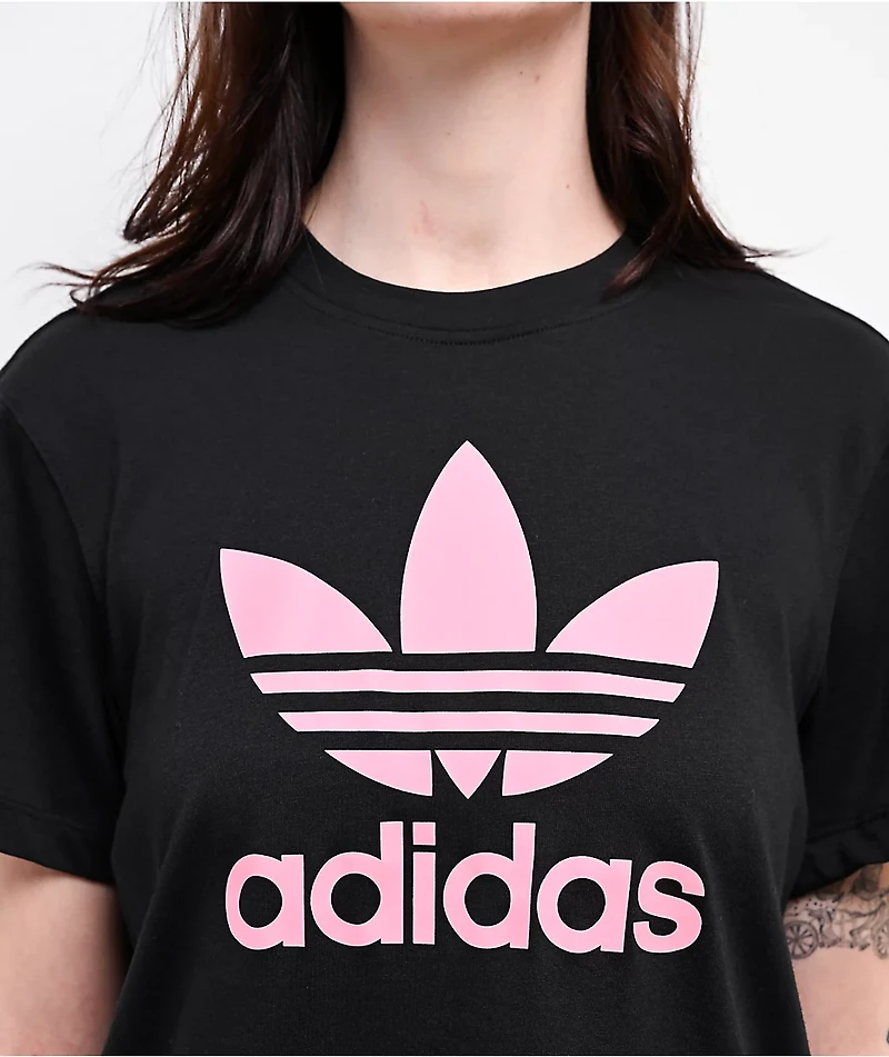 adidas Trefoil Black & Pink Boxy T-Shirt