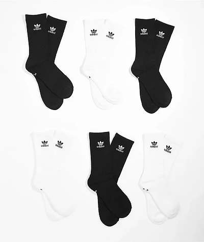 adidas Trefoil Black & White 6 Pack Crew Socks