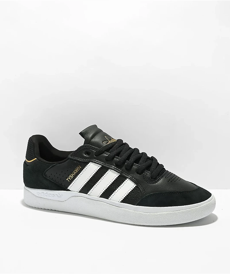 adidas Tyshawn Low Black, White & Gold Shoes