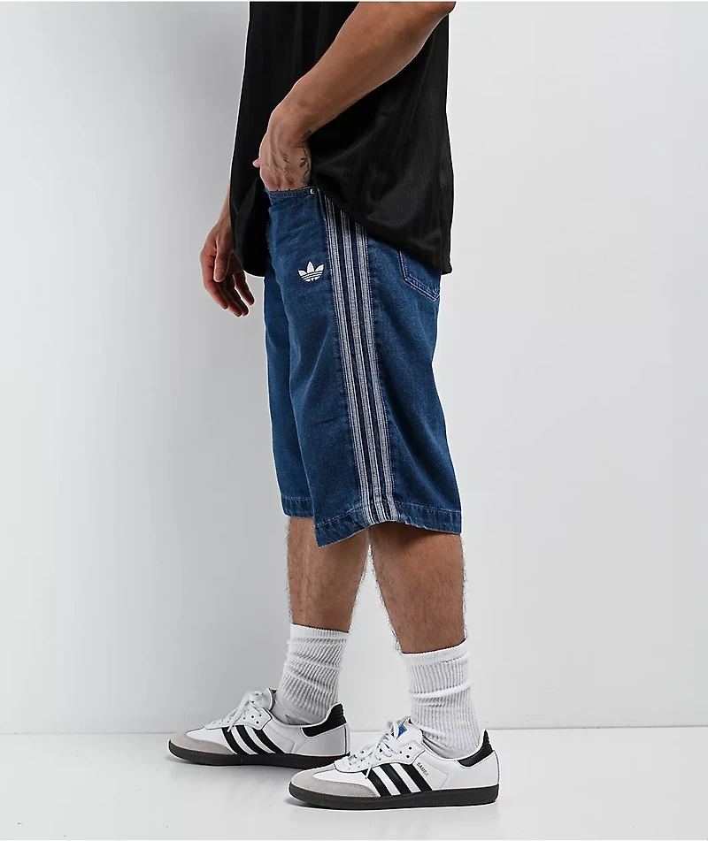 adidas adicolor Firebird Medium Blue Denim Shorts